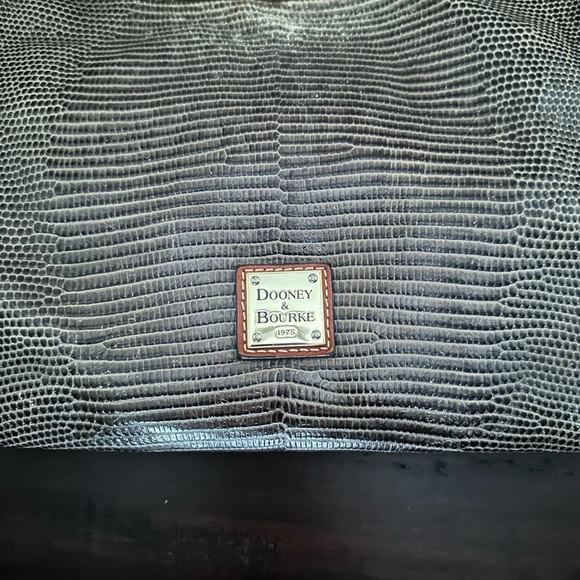 Dooney & Bourke Snake / Lizard Leather Embossed Hobo Bag Satchel Brown Gray - Picture 2 of 7